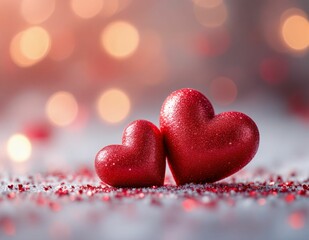 Obraz premium Romantic Red Hearts: Sparkling Festive Valentine's Day Image