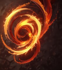 Abstract fiery swirls, vibrant orange and red hues, illustration, red, mystical
