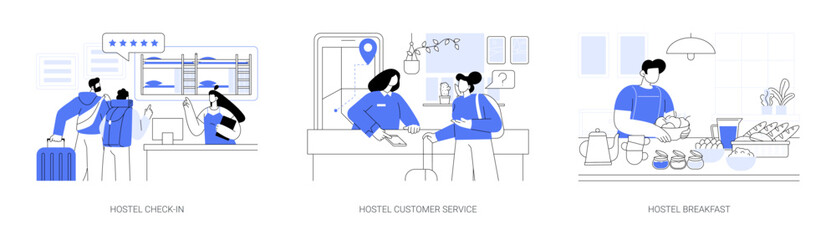 Hostel business isolated cartoon vector illustrations se