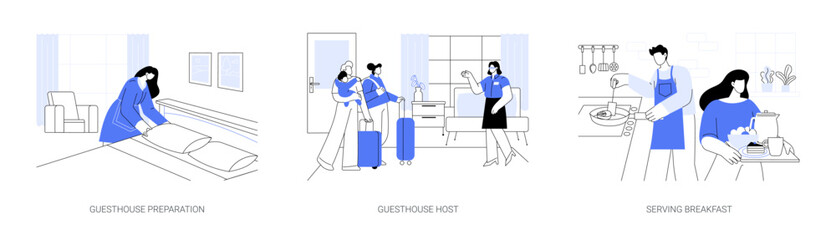 Bed and Breakfast business isolated cartoon vector illustrations se