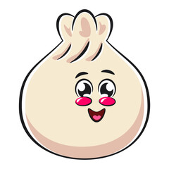 Cute dumpling vektor illustration mascot character, Xiao Long Bao, Asian, Chinese food, work of hand drawn