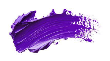 Purple paint stroke with textured vibrancy isolated on white background