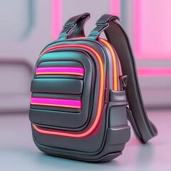 Fototapeta premium Neon-Lit Modern Backpack for Stylish Urban Adventures and Travel