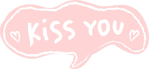 Hand Drawn Speech Bubble With Kiss Lettering