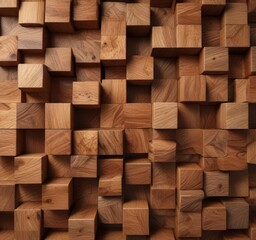Stacked wooden cubes forming a textured surface  Diverse shades of wood grain visible , shadow, stack, blocks