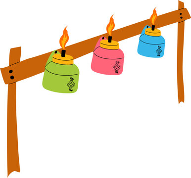 Eid oil lamp illustration 