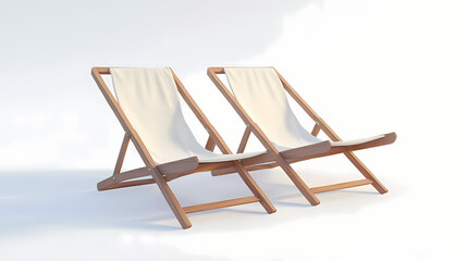 Double of beach chair, 3d illustration. Solarchime. Illustration
