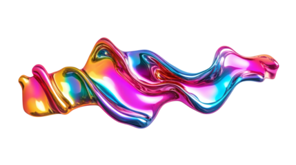 Rainbow titanium liquid fluid shiny smooth metal texture isolated on white background
