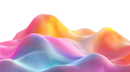 A abstract rainbow colour 3d sand dunes isolated on white background