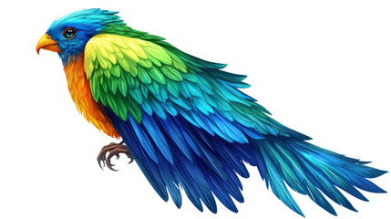 Obraz premium Vibrant colorful bird with blue, green, yellow, and orange feathers.