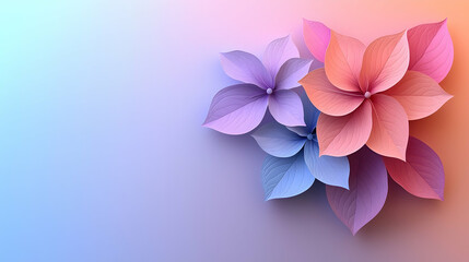 Obraz premium Pastel flowers, abstract arrangement, soft gradient background, decorative design, for print or digital use.