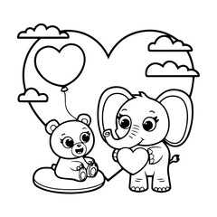 Fototapeta premium animals valentines day coloring pages for kids and adults bold and easy.