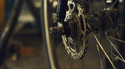 Close-up of a bicycle's rear wheel and gear mechanism