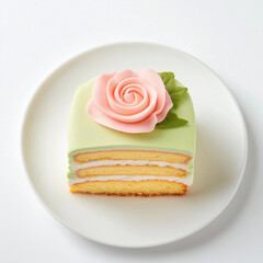 Prinsesstårta, Swedish Princess Cake on White Background	