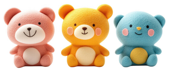 Fototapeta premium [Plush teddy bears with distinct colors and facial expressions] Teddy Bears in Vibrant Colors: Unique Designs on Display