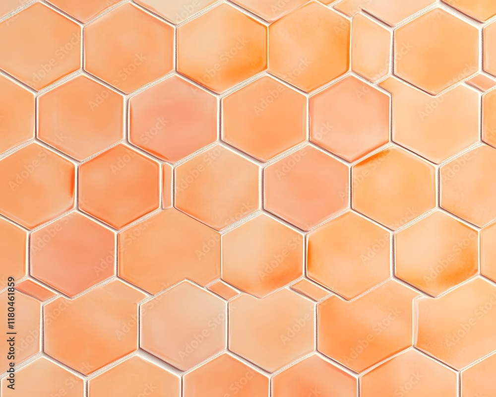 Poster honeycomb pattern of light orange hexagonal tiles