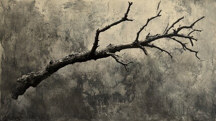 Abstract Monochrome Branch Photography: Grunge Texture and Nature