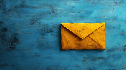 A yellow envelope on a textured blue background.