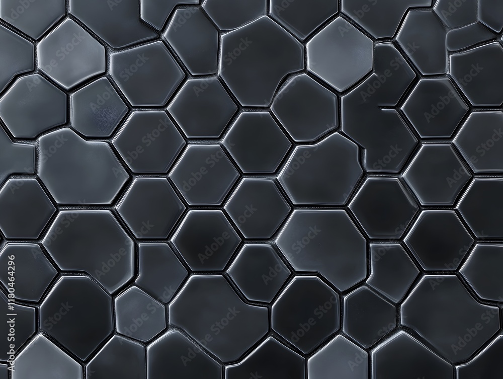 Poster irregular glossy hexagon pattern in dark gray