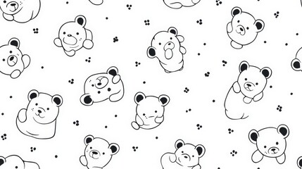 Abstract seamless  black and white cute animals pattern