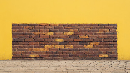 Brick wall against a yellow background