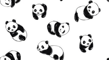 Abstract seamless  black and white cute animals pattern
