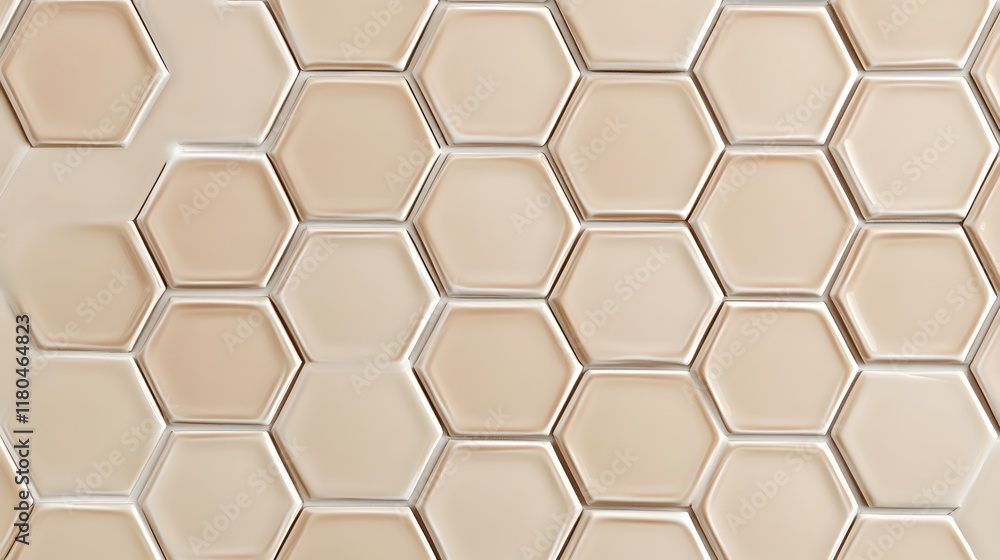Poster light beige hexagonal tile pattern