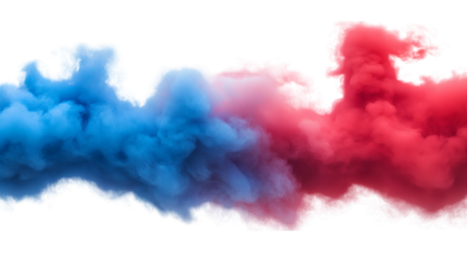 A blue and red smoke isolated on white background