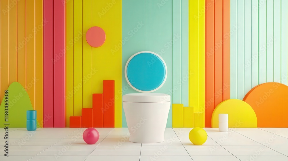 Poster illustration of a stool chart with segmented shapes and vibrant health indicators