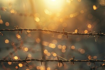 Clear Pixel Picture of Social Justice Concept Illustrated by Blurry Barbed Wire Fence
