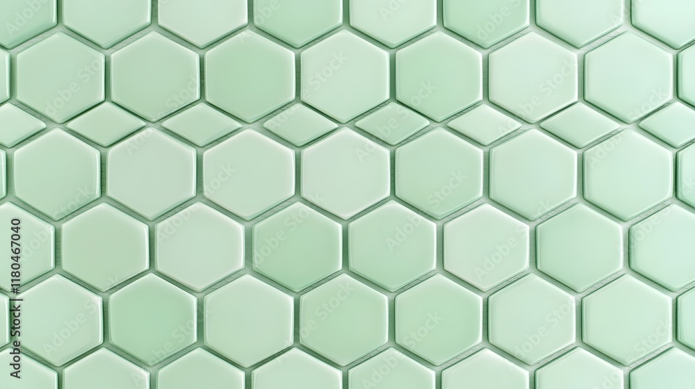 Poster light green hexagonal tile pattern