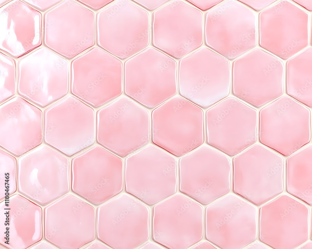 Poster light pink hexagonal tile pattern