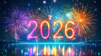 Fireworks 2026, New Year concept, Happy New Year, New Year new goals