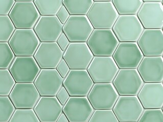 Pale Green Hexagonal and Square Ceramic Tile Mosaic