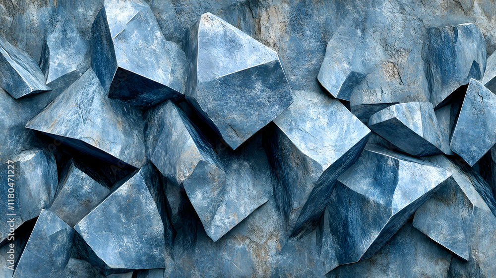 Aufkleber abstract blue stone texture background. intricate angular rock formations create a dramatic, texture