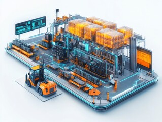 Advanced Smart Shipment Facility with Holographic Data Overlay for Efficient Warehouse Management