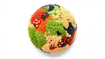 Colorful legume sphere food art creation