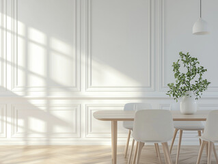 White dining room interior, close up