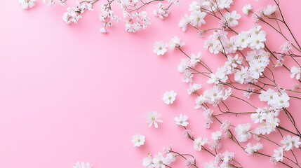 A flat lay of delicate chamomile flowers scattered on a vibrant pastel background, with ample copy space for text or designs.