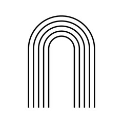 Archway shapes. Concentric arch geometric figures in trendy boho style. Minimalistic design element for modern templates. Vector graphic illustration.