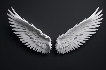 a close up of a pair of white wings on a black background