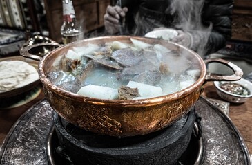 Tibetan Chinese Yak Hot Pot in Shangri-La old town. Diqing. Yunnan, China.