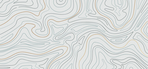 Luxury gold and green line contour map on gray background