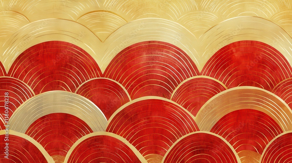 Poster red and gold abstract wave pattern texture background