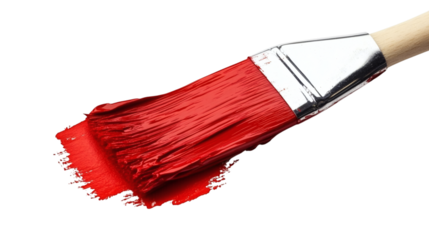 Red paint color brush stroke isolated on white background