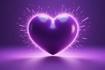 purple heart with rays on a purple background