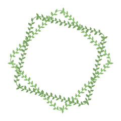 Green box frame with hand-drawn branches and leaves vector