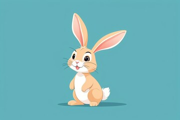 Obraz premium cartoon rabbit sitting on its hind legs and looking up