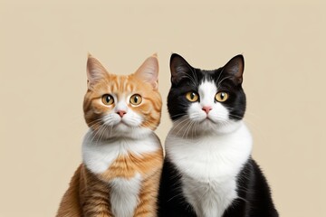 Obraz premium there are two cats sitting next to each other on a table