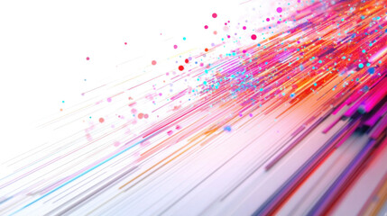 Colorful lines and dots technology transparent background